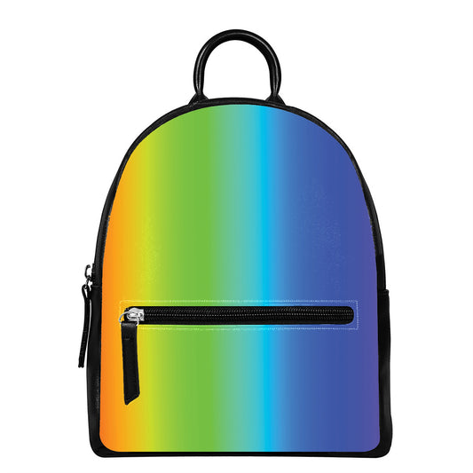 Rainbow Gradient Print Leather Backpack