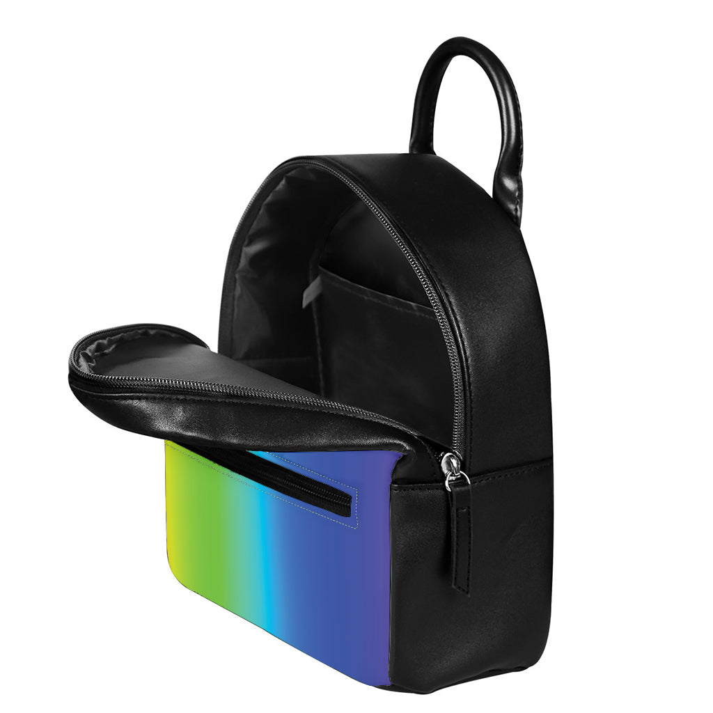 Rainbow Gradient Print Leather Backpack