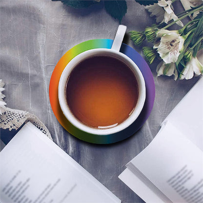 Rainbow Gradient Print Leather Coaster Set