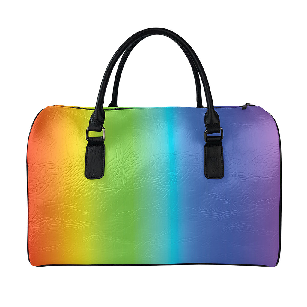 Rainbow Gradient Print Leather Duffle Bag