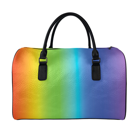 Rainbow Gradient Print Leather Duffle Bag
