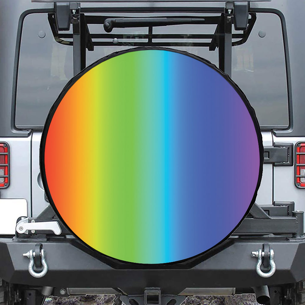 Rainbow Gradient Print Leather Spare Tire Cover