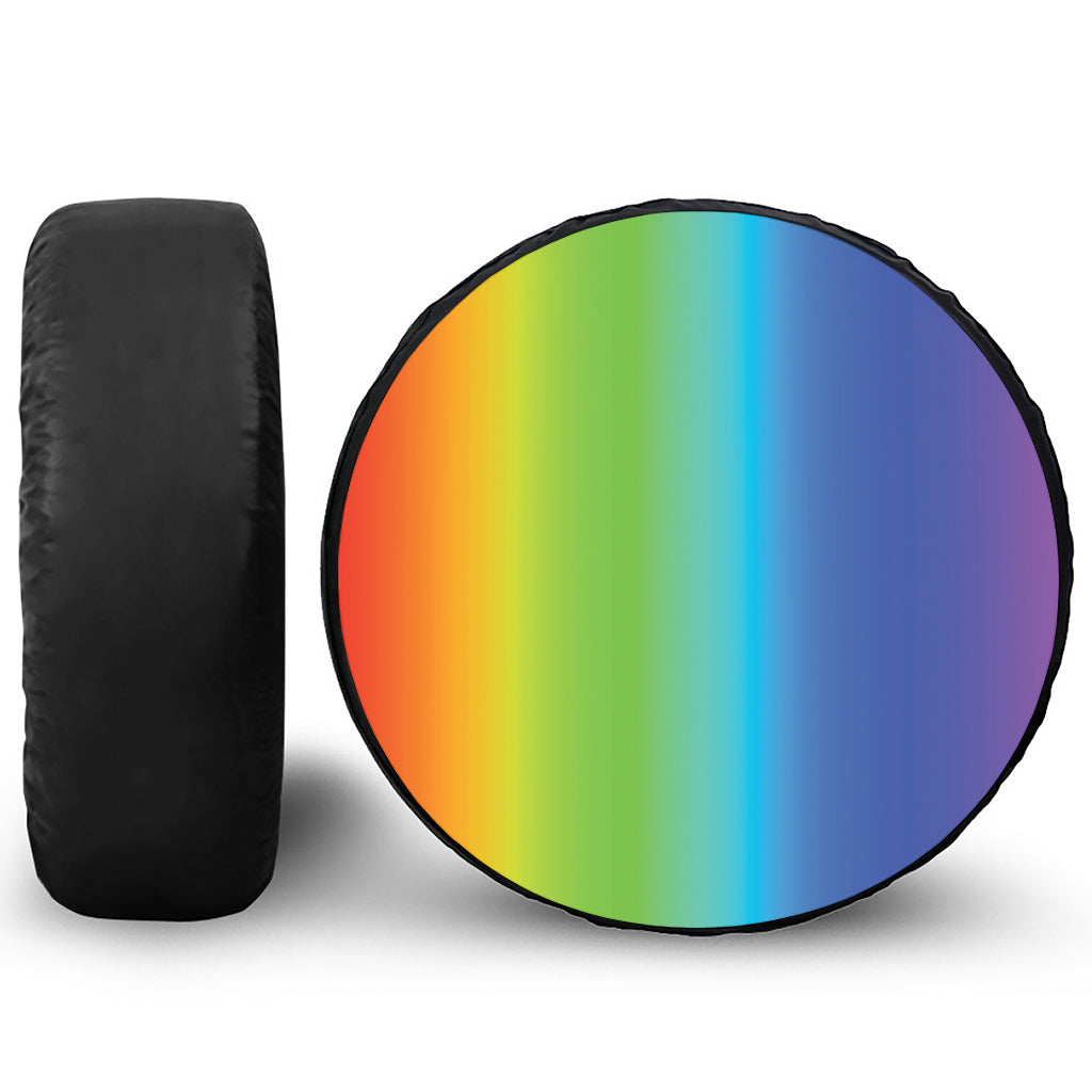 Rainbow Gradient Print Leather Spare Tire Cover