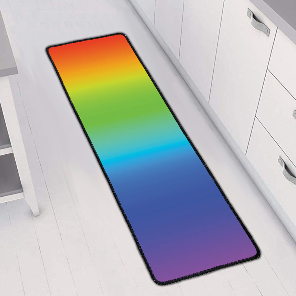 Rainbow Gradient Print Long Kitchen Mat