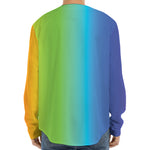 Rainbow Gradient Print Long Sleeve Baseball Jersey