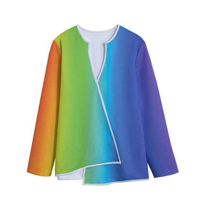 Rainbow Gradient Print Long Sleeve Short Coat