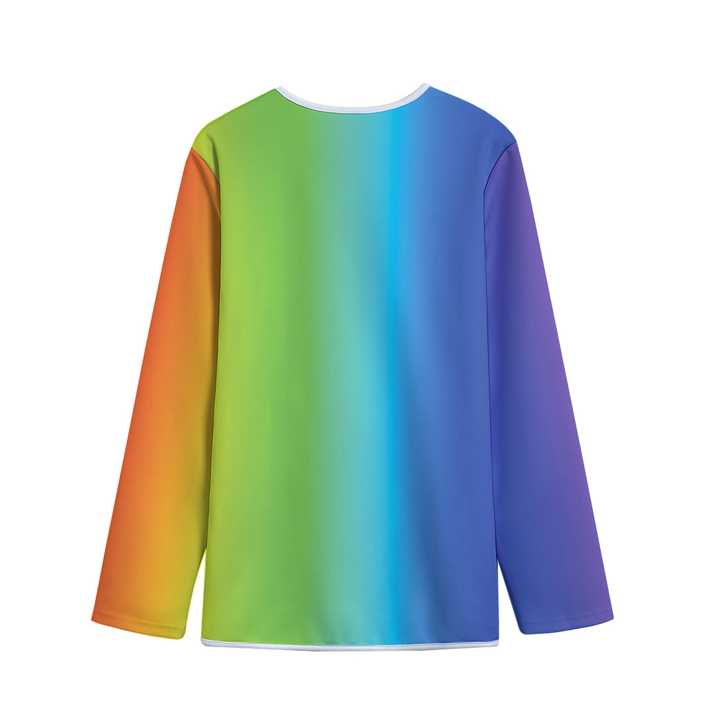 Rainbow Gradient Print Long Sleeve Short Coat