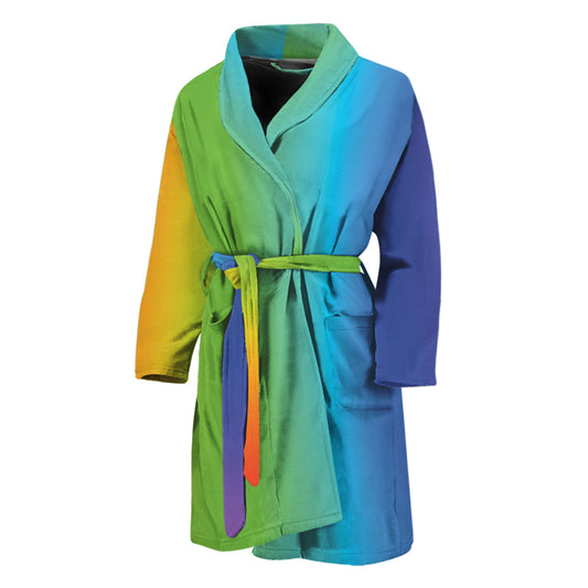 Rainbow Gradient Print Men's Bathrobe