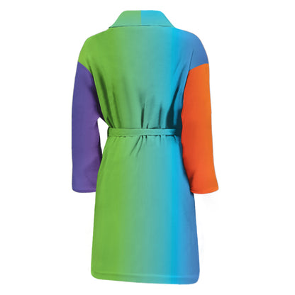 Rainbow Gradient Print Men's Bathrobe