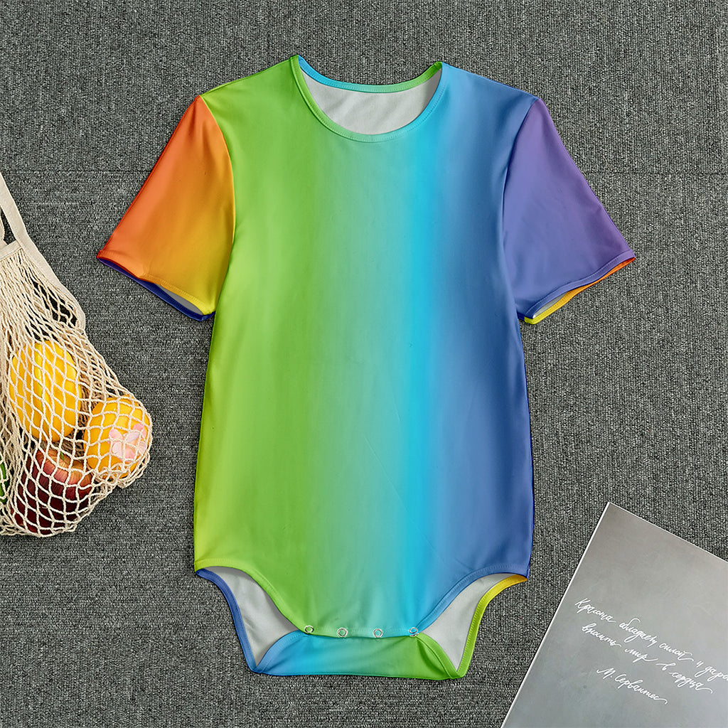 Rainbow Gradient Print Men's Bodysuit
