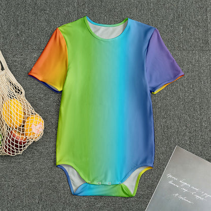 Rainbow Gradient Print Men's Bodysuit