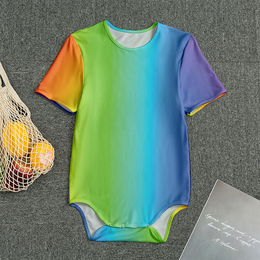 Rainbow Gradient Print Men's Bodysuit
