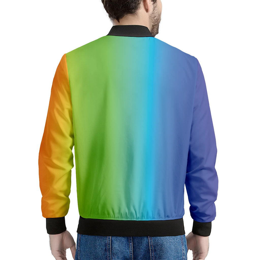 Rainbow Gradient Print Men's Bomber Jacket