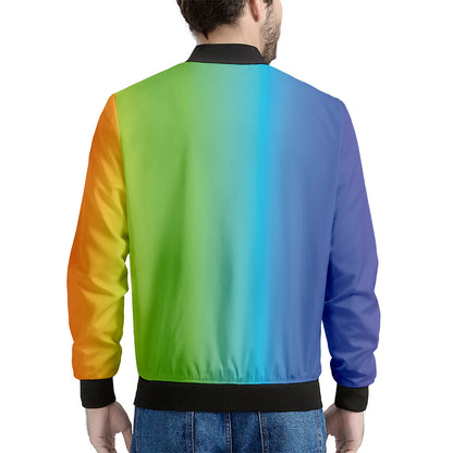 Rainbow Gradient Print Men's Bomber Jacket