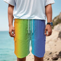 Rainbow Gradient Print Men's Cargo Shorts