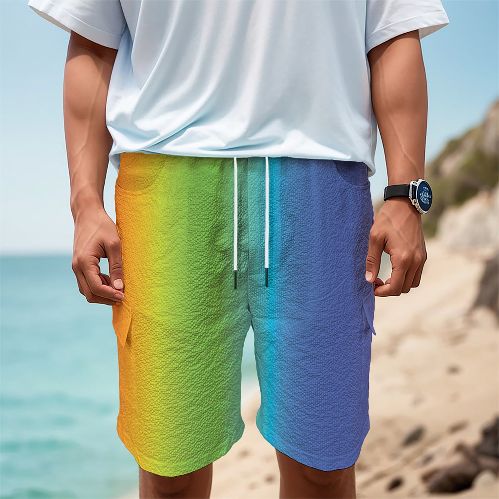 Rainbow Gradient Print Men's Cargo Shorts