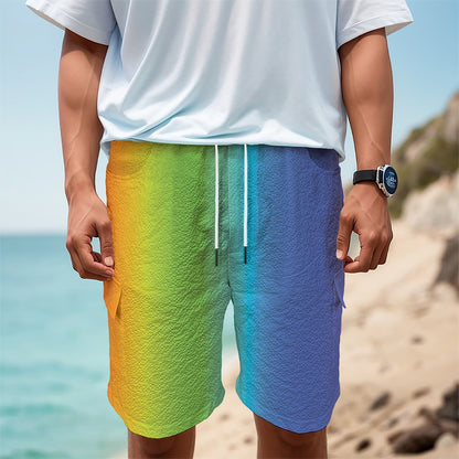 Rainbow Gradient Print Men's Cargo Shorts