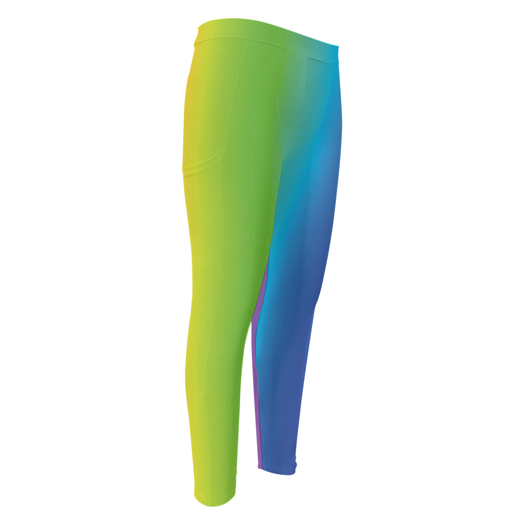 Rainbow Gradient Print Men's Compression Pants