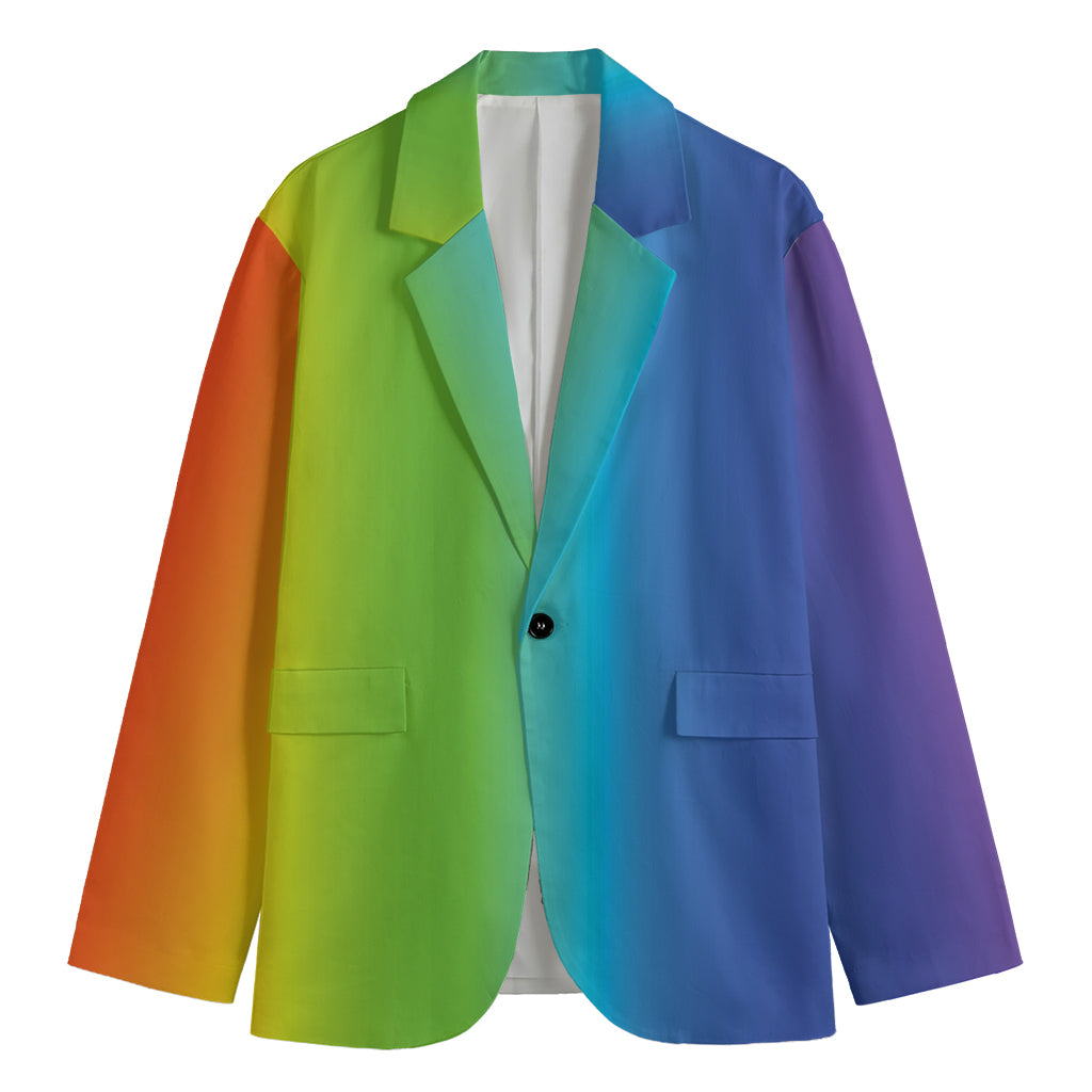 Rainbow Gradient Print Men's Cotton Blazer