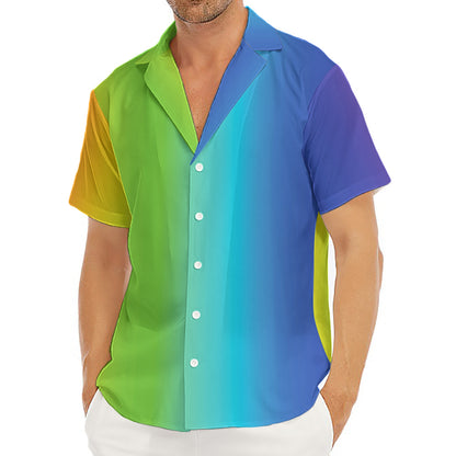 Rainbow Gradient Print Men's Deep V-Neck Shirt