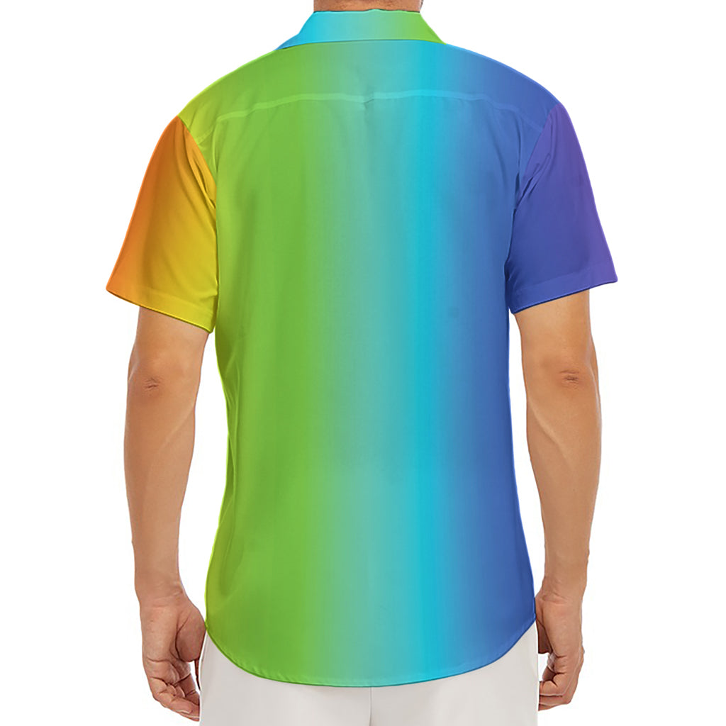 Rainbow Gradient Print Men's Deep V-Neck Shirt