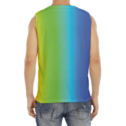 Rainbow Gradient Print Men's Fitness Tank Top