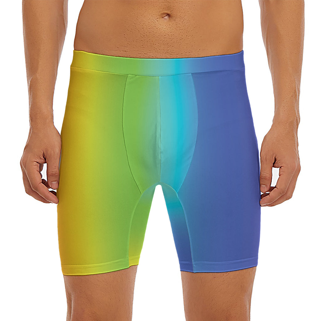 Rainbow Gradient Print Men's Long Boxer Briefs