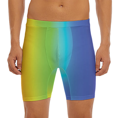 Rainbow Gradient Print Men's Long Boxer Briefs