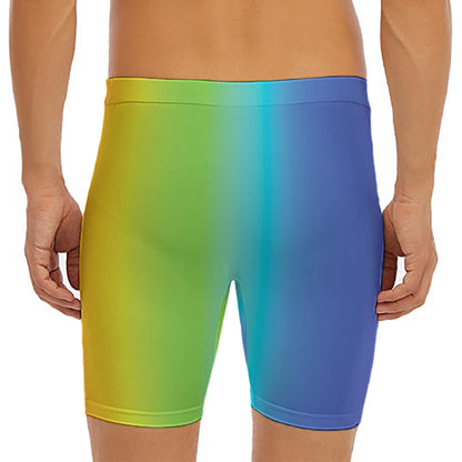 Rainbow Gradient Print Men's Long Boxer Briefs