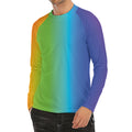 Rainbow Gradient Print Men's Long Sleeve Rash Guard