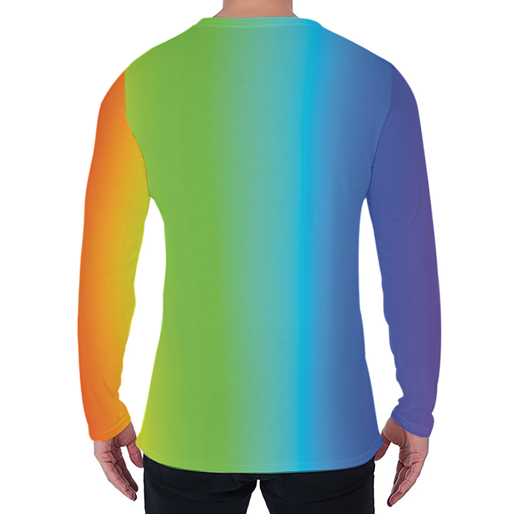 Rainbow Gradient Print Men's Long Sleeve T-Shirt