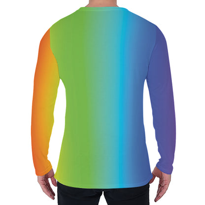 Rainbow Gradient Print Men's Long Sleeve T-Shirt