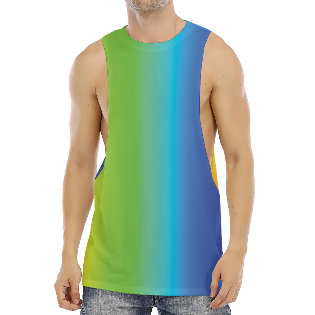 Rainbow Gradient Print Men's Muscle Tank Top