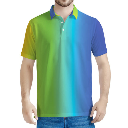 Rainbow Gradient Print Men's Polo Shirt