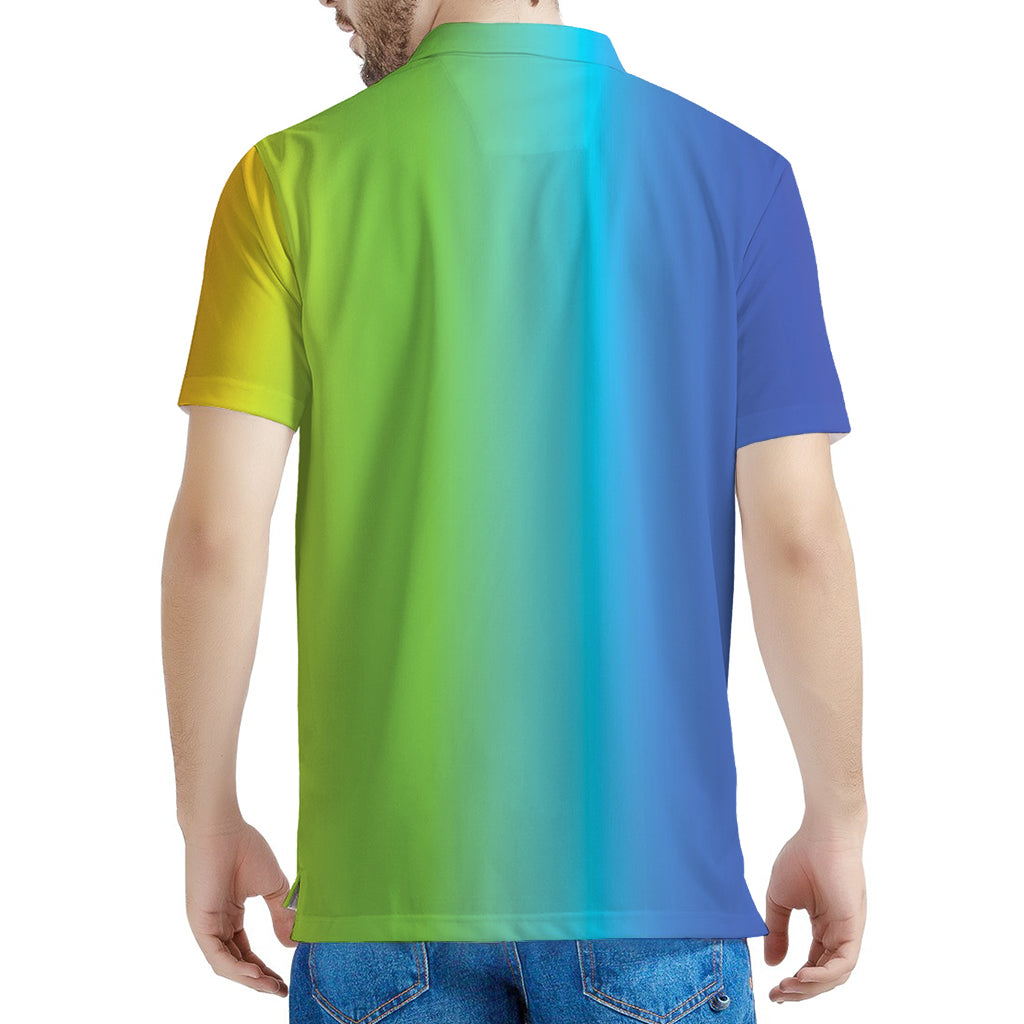 Rainbow Gradient Print Men's Polo Shirt