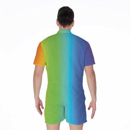 Rainbow Gradient Print Men's Rompers