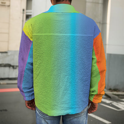 Rainbow Gradient Print Men's Shirt Jacket