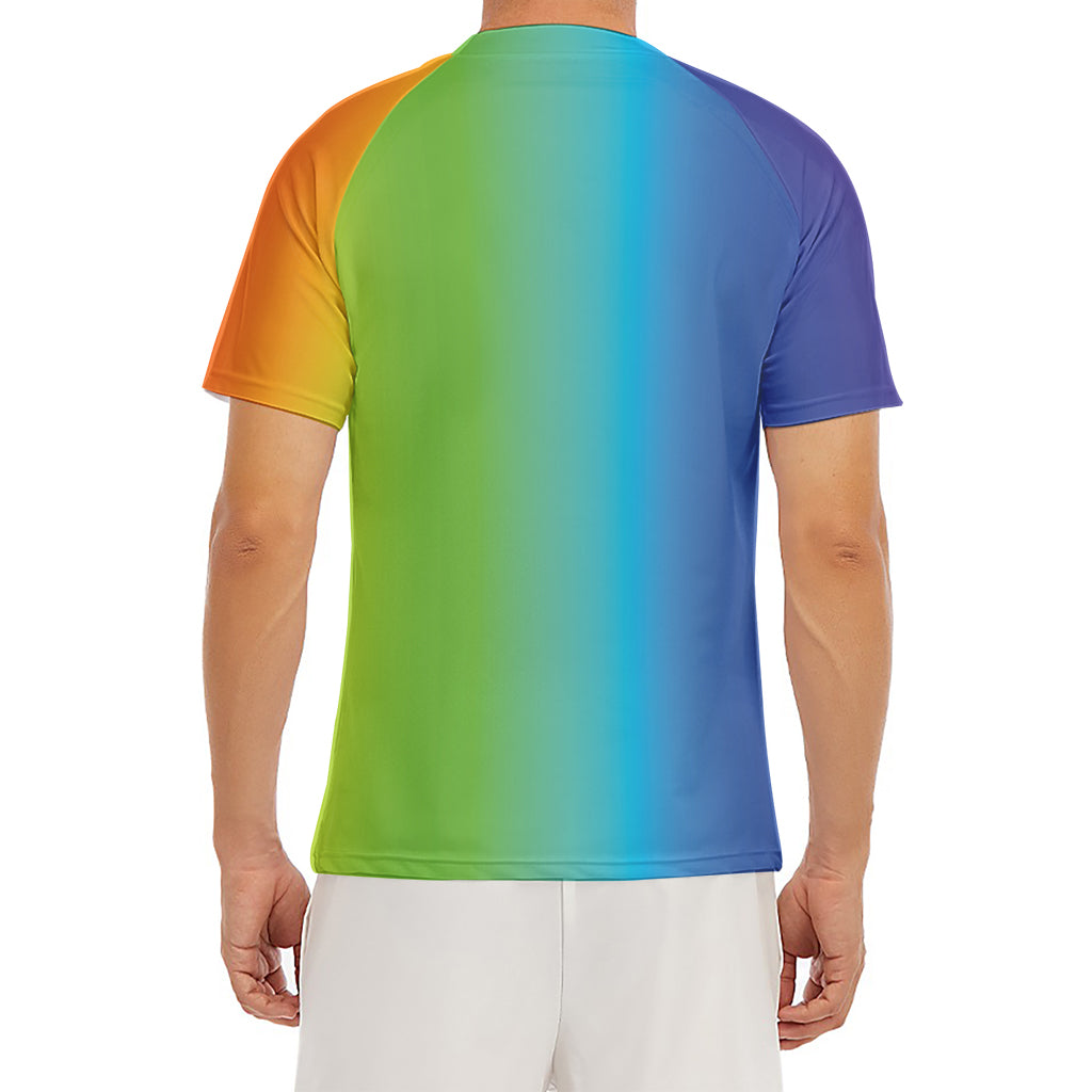 Rainbow Gradient Print Men's Short Sleeve Rash Guard