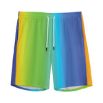 Rainbow Gradient Print Men's Sports Shorts