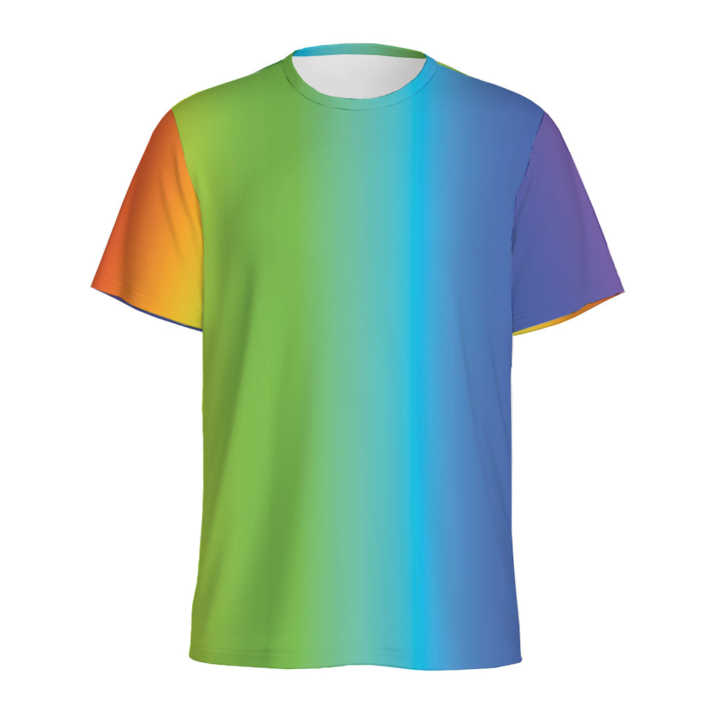 Rainbow Gradient Print Men's Sports T-Shirt