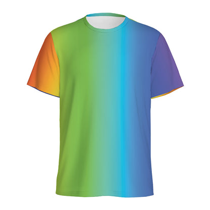 Rainbow Gradient Print Men's Sports T-Shirt