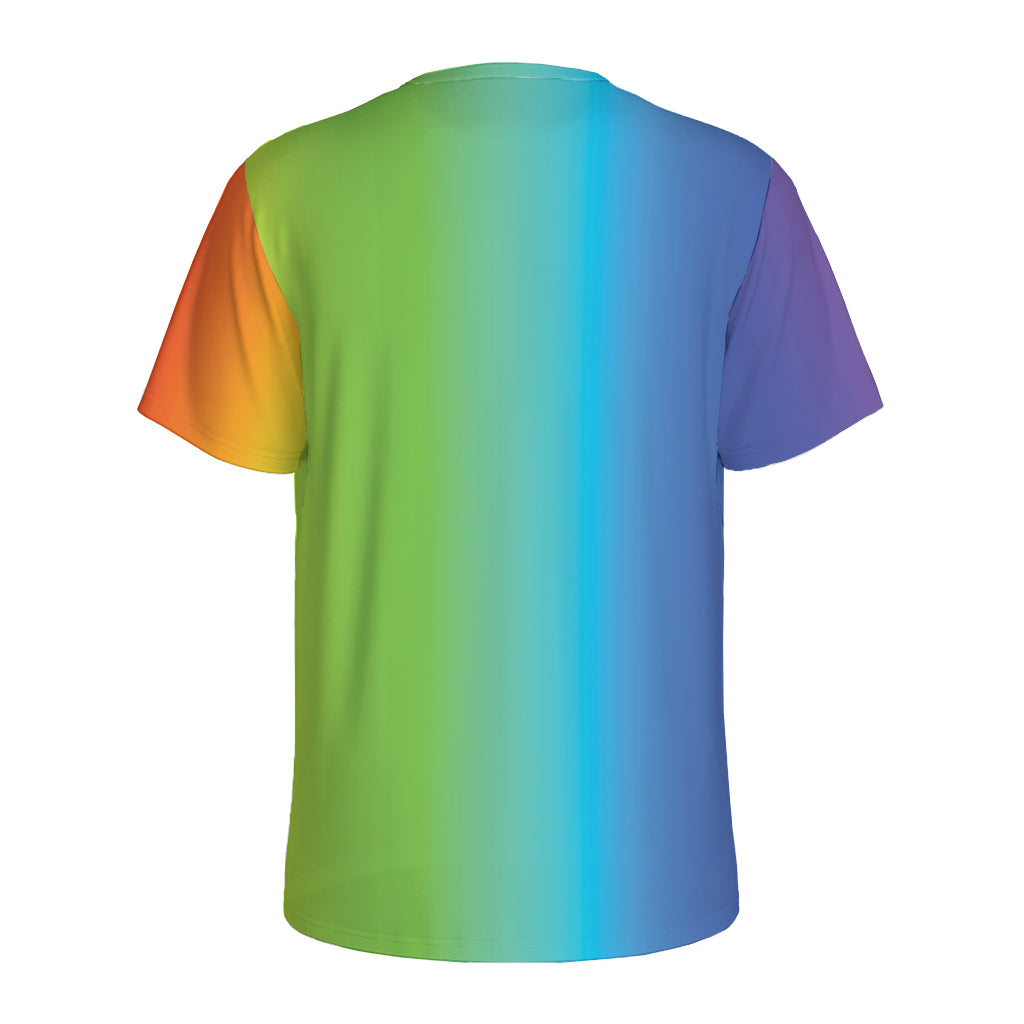 Rainbow Gradient Print Men's Sports T-Shirt