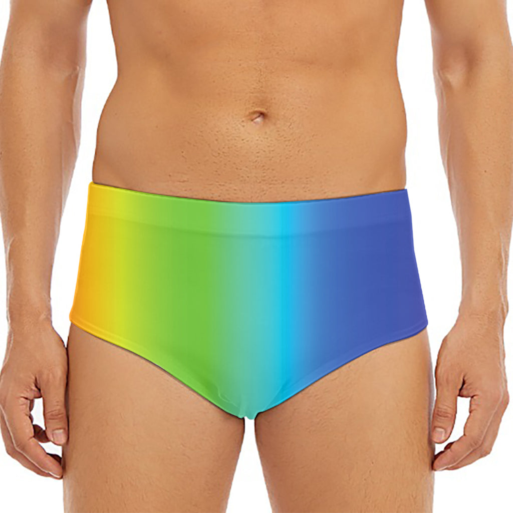 Rainbow Gradient Print Men's Triangle Swim Briefs