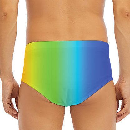 Rainbow Gradient Print Men's Triangle Swim Briefs