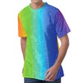 Rainbow Gradient Print Men's Velvet T-Shirt