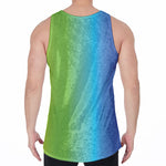 Rainbow Gradient Print Men's Velvet Tank Top