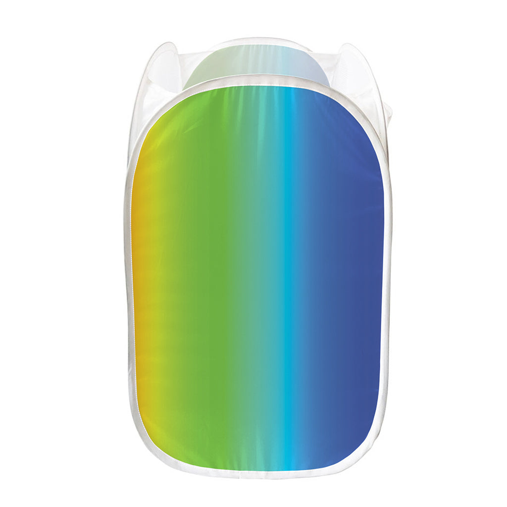 Rainbow Gradient Print Mesh Laundry Hamper
