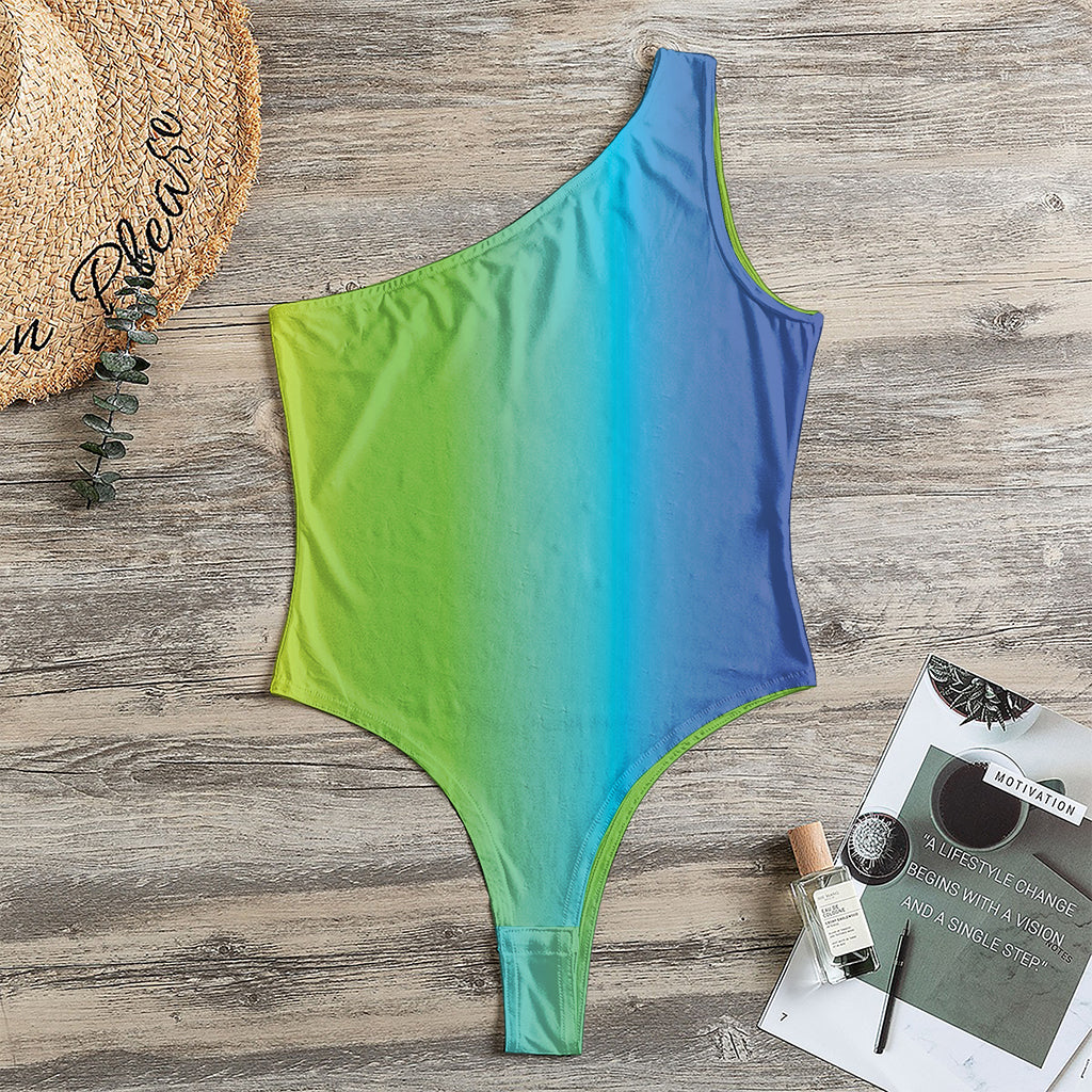 Rainbow Gradient Print One Shoulder Bodysuit