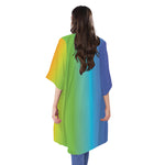 Rainbow Gradient Print Open Front Beach Cover Up