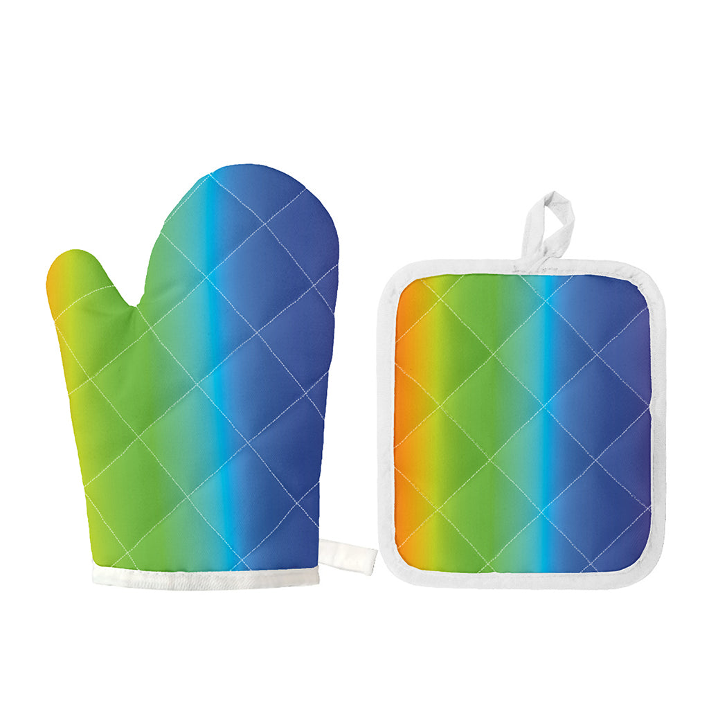 Rainbow Gradient Print Oven Mitt And Pot Holder Set